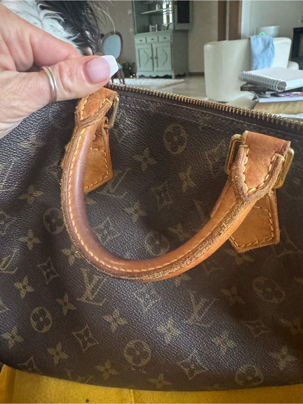Louis Vuitton monogram 30 speedy Brown Leather-Satchel - Brown/Tan bag - Picture 11 of 17